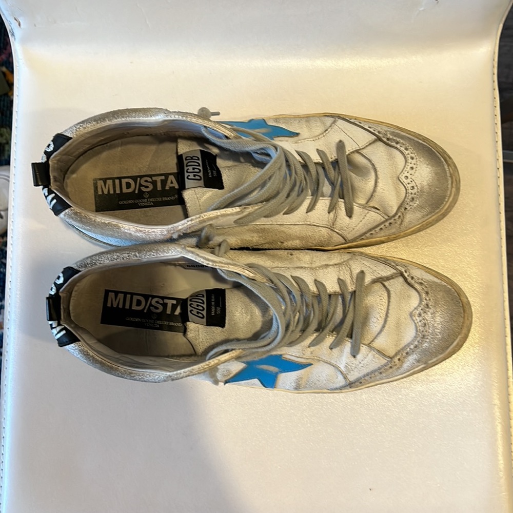 GOLDEN GOOSE - MID STAR - WHITE/Blue Star - 12.5 - Picture 3 of 3